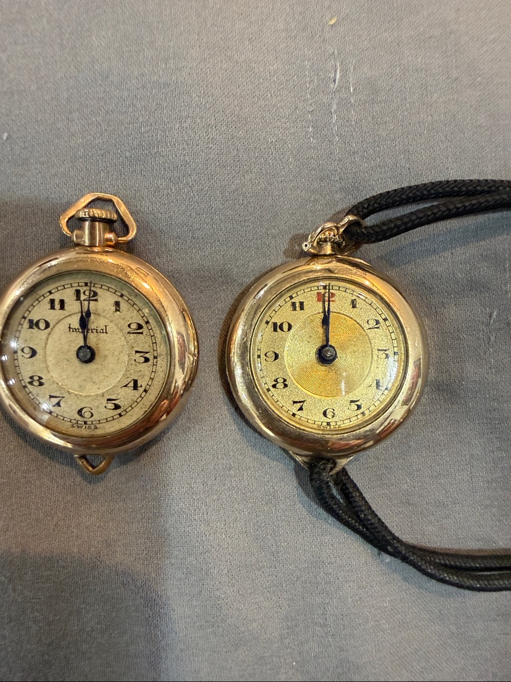 2 Small Round Woman’s Pendant Watches ANTIQUE VINTAGE pocket